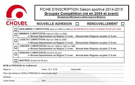 Inscriptions 2015/2016